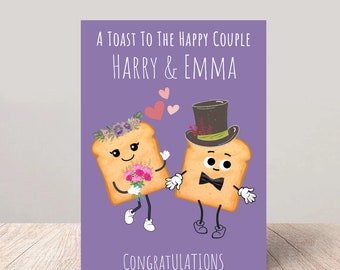 Love Toasted: Customisable Funny Wedding Card for the Bride & Groom Personalised Keepsake