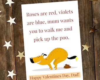 Humorous Valentine's Day Card for Dad from the Dog - Poetry and Poo