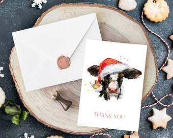 Sustainable A6 Calf Christmas Cards Pack of 5 with Envelopes - Eco-Friendly Farm Animal Holiday Notelets, Premium Card Stock