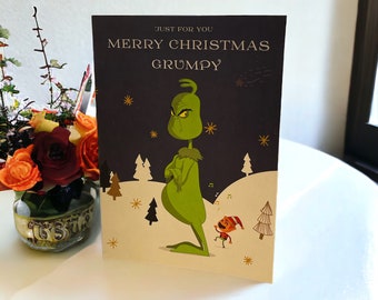 Personalised Grinch-Themed Christmas Card - Custom Name Feature for Your Favorite Grump