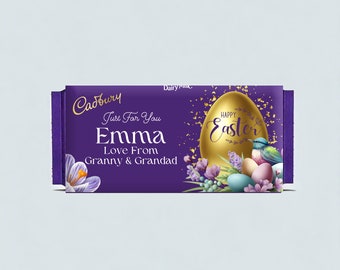 Personalised Easter Milk Chocolate Bar With Wrapper Gold Egg