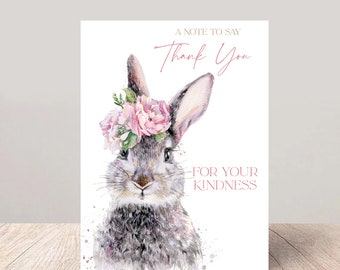 Floral Hare Thank You Card - Expressing Gratitude for Your Kindness