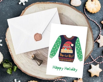 Paquet de 5 cartes pull/pull de Noël A6 avec enveloppes - Design de vacances confortable, qualité supérieure, respectueux de l'environnement