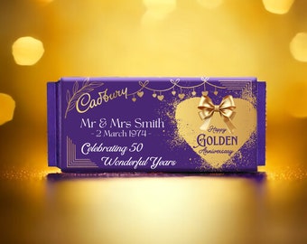 Golden Wedding Anniversary 50th Personalised Dairy Milk Chocolate Bar