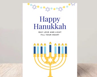 Hanukkah Card - Colourful Menorah