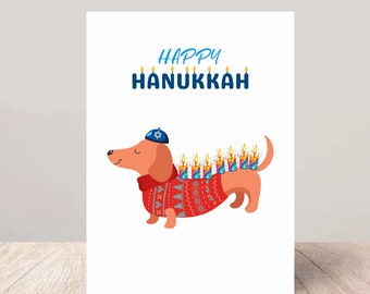 Hanukkah Card - Fun Sausage Dog