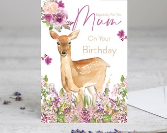 Mum Birthday Card Floral Doe
