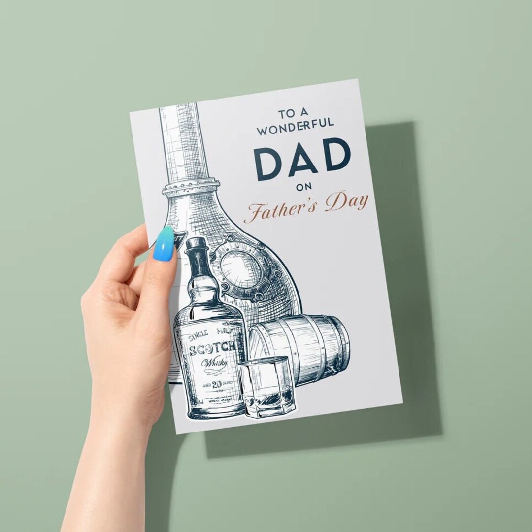 Dad's Whisky Inspired Father's Day Card, Premium Quality, Festive and ...