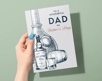 Dad's Whisky Inspired Father's Day Card, Premium Quality, Festive and Fun Greeting Card, Ideal Gift for Whisky Enthusiast Dads