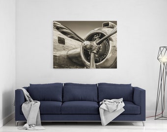 Retro Airplane Radial Engine Canvas Print - Historical Aircraft Wall Art with Eco-Friendly Ink, Different Sizes & Frame Depths Available