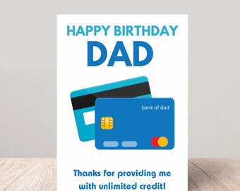 Bank of Dad - Unlimited Credit Birthday Card for Your Awesome Father!