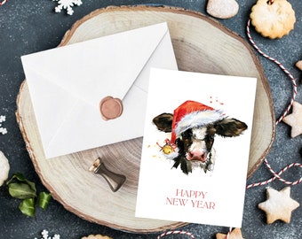 Sustainable A6 Calf New Year Cards - Pack of 5 with Envelopes, Eco-Friendly Farm Animal Greeting Cards, Premium Card Stock