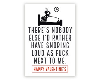 Valentines Card - Funny Snoring Greetings Card For Husband Wife