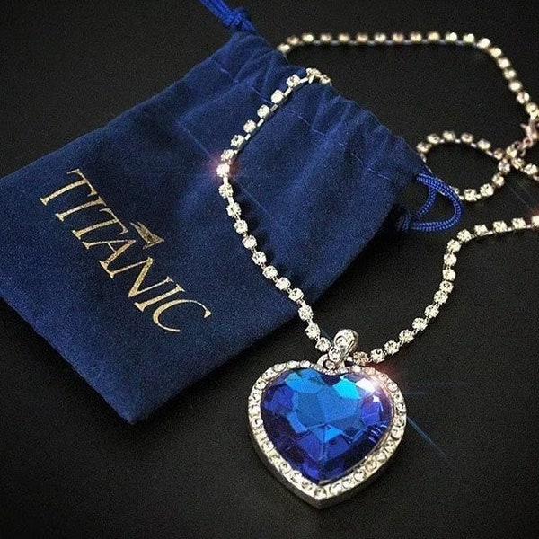 Titanic Necklace, Heart of the Ocean Necklace, Titanic Movie Necklace, Crystal Heart Necklace, Blue Heart Necklace, Heart Necklace, Gift