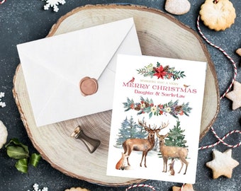 Stag & Doe Christmas Card - For Daughter and Son-In-Law