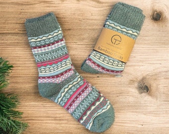 Cadeaux végétaliens - Chaussettes d'hiver chaudes en bambou, écologiques, épaisses, données aux sans-abri