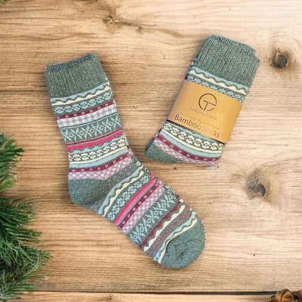 Cadeaux végétaliens - Chaussettes d'hiver chaudes en bambou, écologiques, épaisses, données aux sans-abri