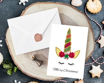 Eco-Friendly Unicorn Christmas Notelets - 5-Pack Premium Quality Cards, Perfect for Holiday Greetings