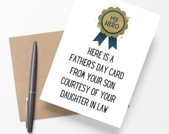 Charming Father's Day Card "From Your Son, Courtesy of Your Daughter-in-Law" Eco-Friendly 5x7 Card