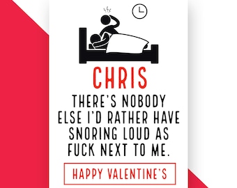 Customisable Funny Snoring Valentine's Day Card - Loud Love Declaration