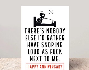 Funny Snoring Anniversary Card with a Playful 'Snoring' Message