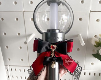 K-Pop Lightstick Bow: Handmade Satin Ribbon with Lace