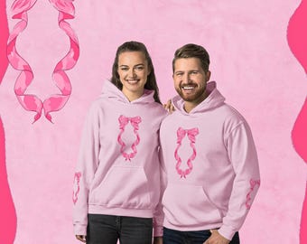 Pink Bow Hoodie - Aesthetic Coquette Hoodie | Elegant and Feminine Hoodie | Gift Idea for Her, Valentine's Day Gift