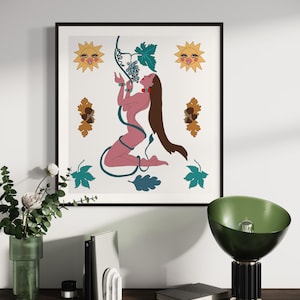 Illustrazione surrealista | Stampa artistica | Figura femminile | Elementi naturali | Arte moderna 40x50 cm