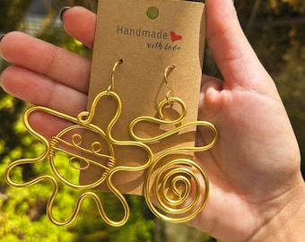 Aluminum earrings - Taino sun and water - Puerto Rico/Caribbean inspired