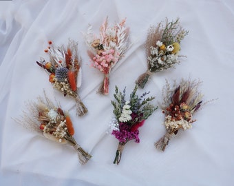 MINI bouquet de fleurs sèches, petit bouquet de la pampa, composition florale de mariage bohème, décoration d'invitation de fleurs sauvages
