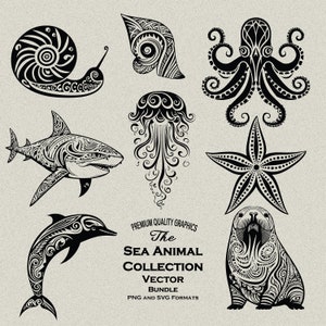 Tribal fish - sea monster svg digital download Vector Image