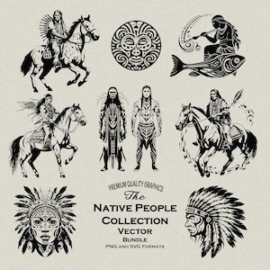 25 Native People SVGs & PNGs - Tribal Designs Pack for Laser Engraver - Instant Download