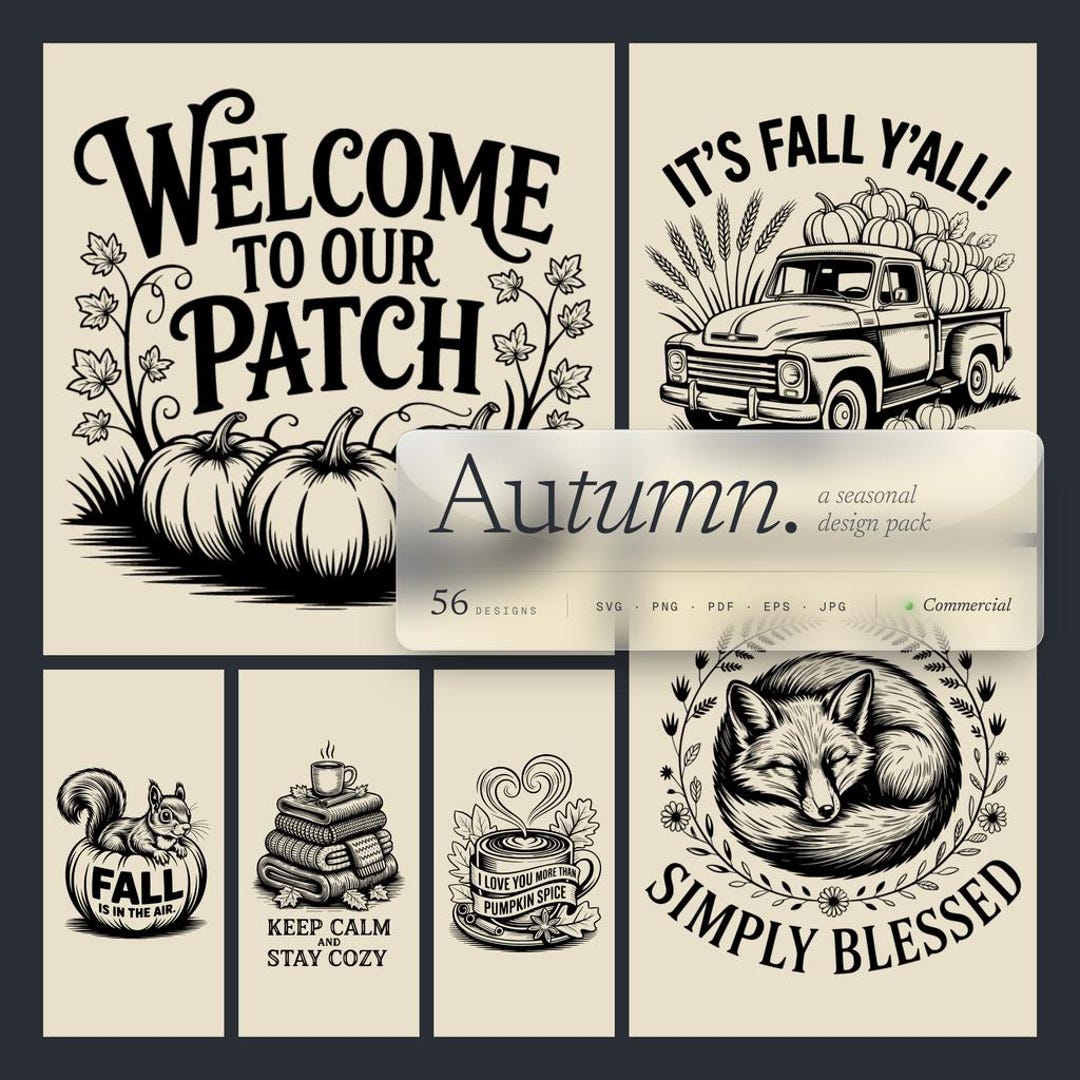 Autumn, and Fall SVG & PNG Bundle for Laser Engraving, Pumpkin Spice ...