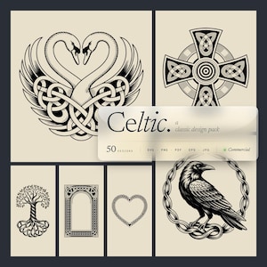 Celtic Knot Laser Designs, SVG & PNG Files for Engraving. Irish, Viking, Scottish Knotwork, Borders, Frames and Symbols for Engraving image 1