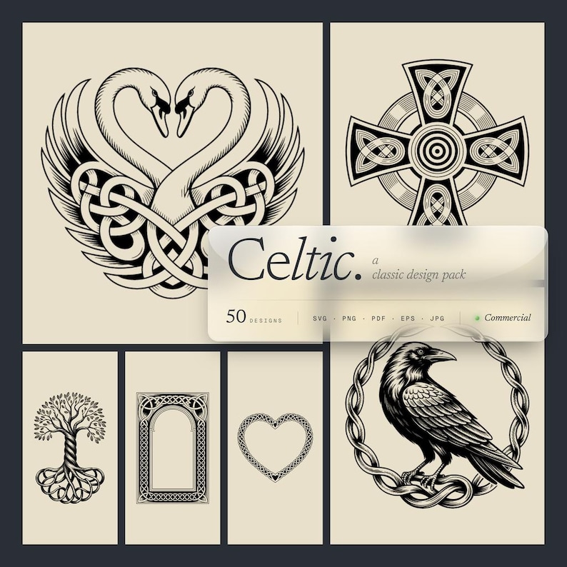 Celtic Knot Laser Designs, SVG & PNG Files for Engraving. Irish, Viking, Scottish Knotwork, Borders, Frames and Symbols for Engraving image 1
