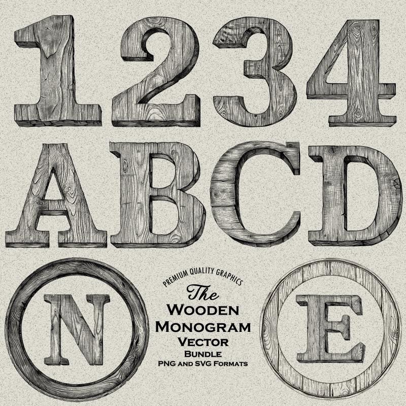 Rustic Sr Monogram Rustic Wood Themed Monogram Designs Bundle PNG & SVG Digital Download ...