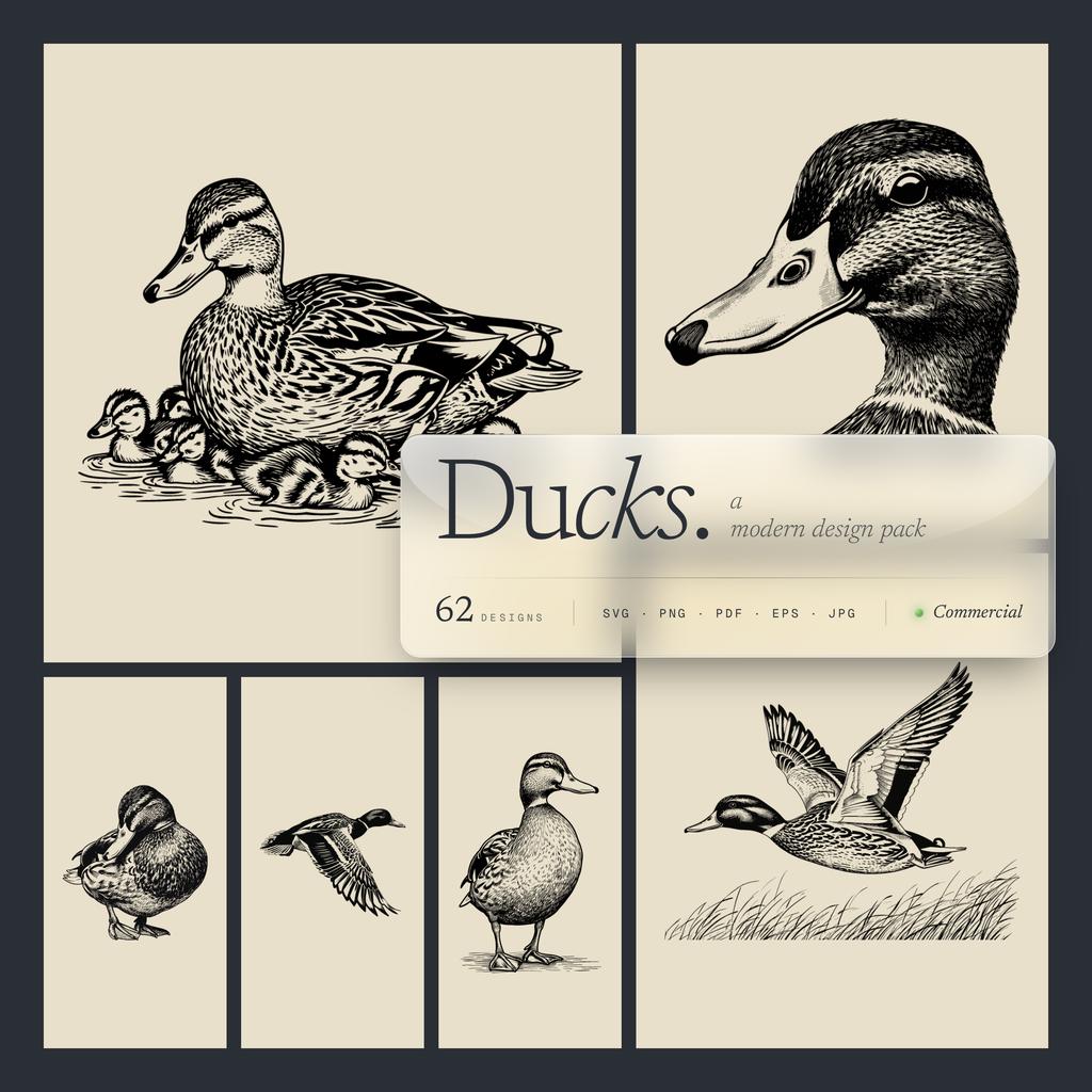 Duck Designs Bundle PNG & SVG Digital for Laser Engraving or Print ...