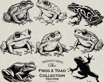 50 Frog & Toad Bundle SVG-PNG digital download for Laser Engraving and Print-on-Demand frog jumping off lily pad frog and toad tattoo design