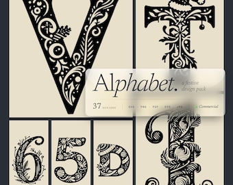 Paquete de 37 letras y números navideños en formato SVG, ideales para impresoras láser y Cricut.