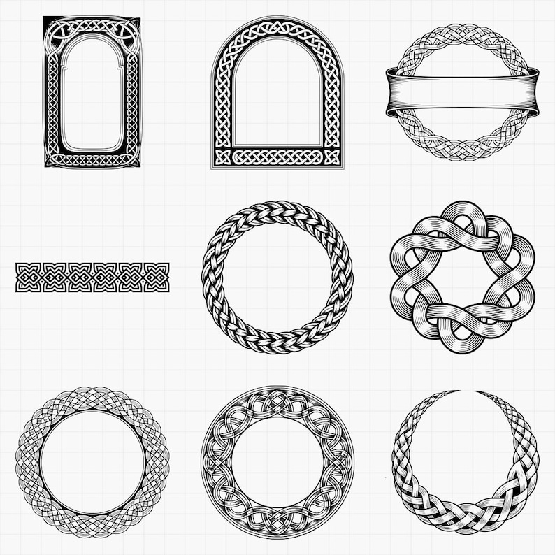 Celtic Knot Laser Designs, SVG & PNG Files for Engraving. Irish, Viking, Scottish Knotwork, Borders, Frames and Symbols for Engraving image 2