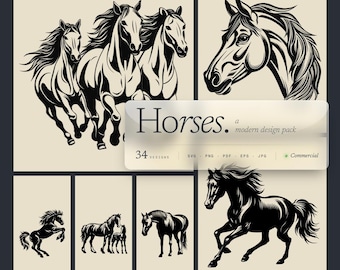Horse Low Detail SVG & PNG Bundle, Horse silhouette, Horse vector, Horse Clipart, Horse Head svg, Horse svg, baby horse, Horse cut files