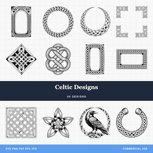 Celtic Knot Laser Designs, SVG & PNG Files for Engraving. Irish, Viking, Scottish Knotwork, Borders, Frames and Symbols for Engraving
