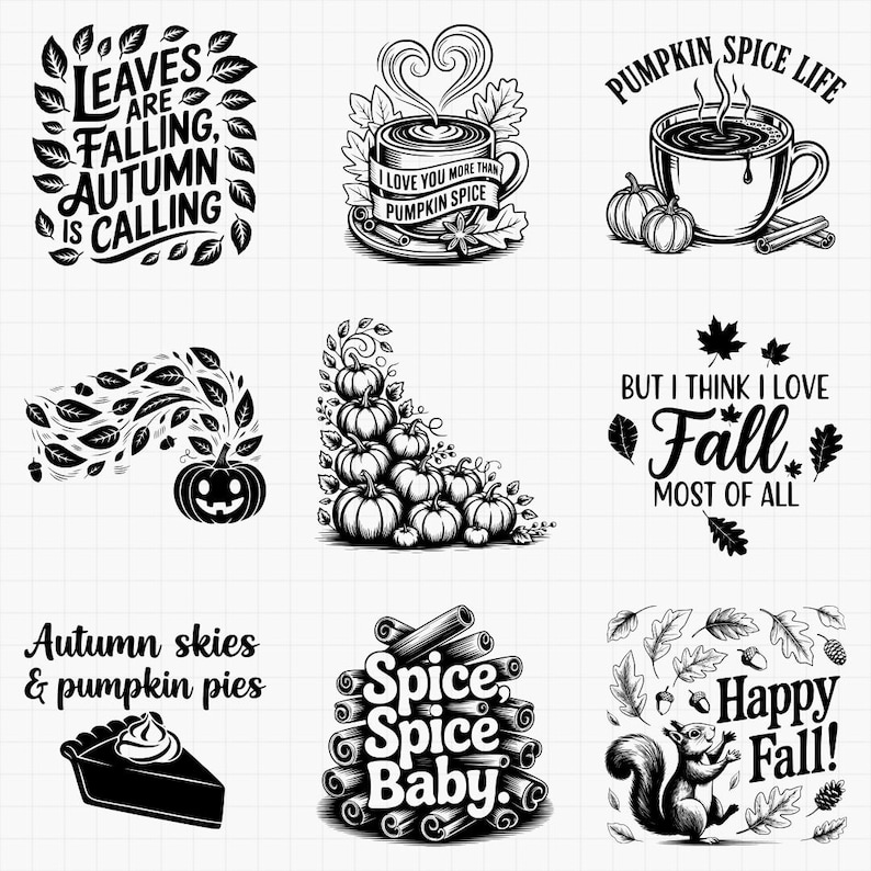 Autumn, and Fall SVG & PNG Bundle for Laser Engraving, Pumpkin Spice ...