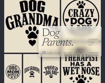 Paquete de 32 archivos SVG para mamás de perros, frases para padres de mascotas y papás de animales para Cricut Laser
