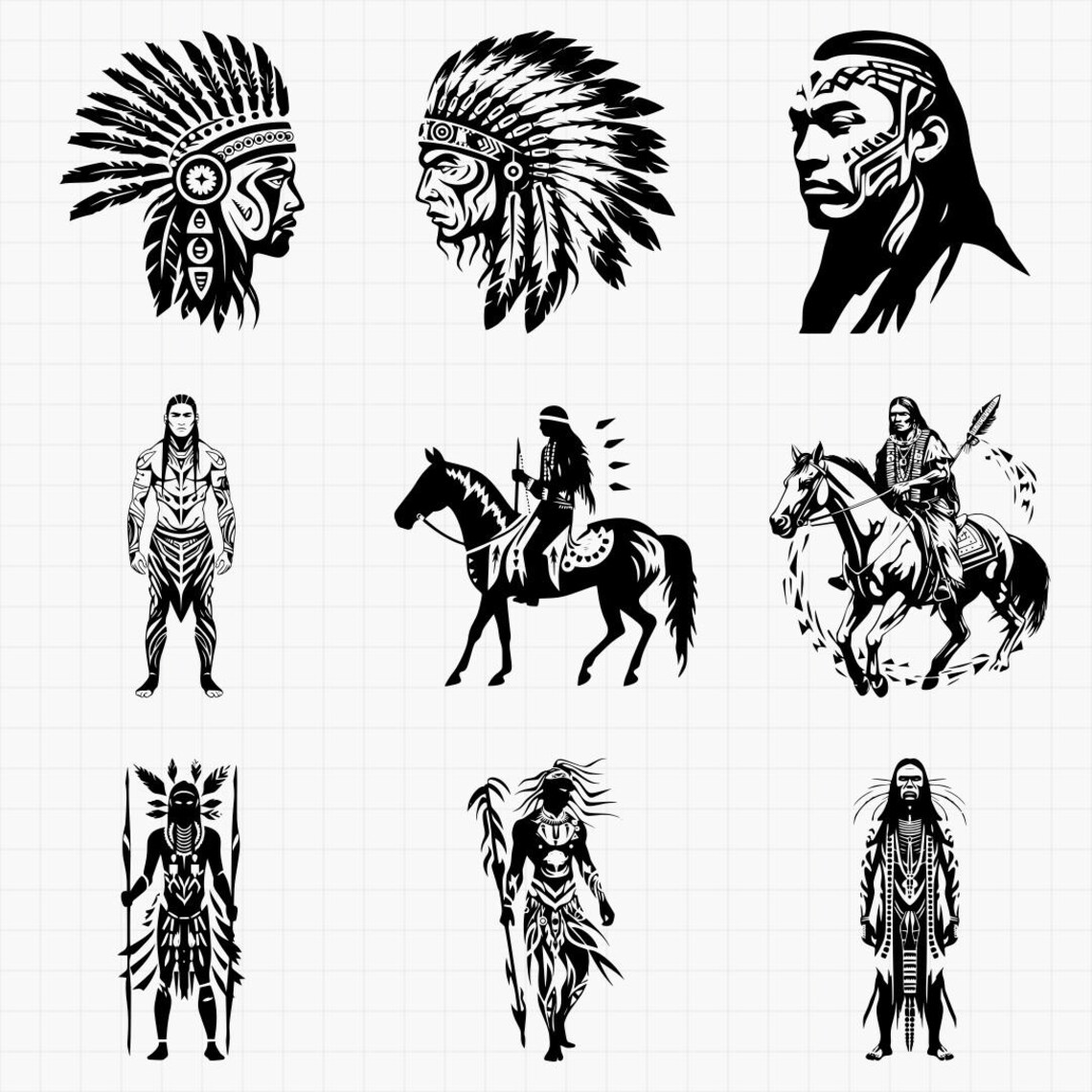 Native People Svgs & Pngs - Tribal Designs Pack for Laser Engraver ...