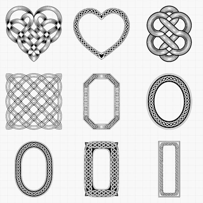 Celtic Knot Laser Designs, SVG & PNG Files for Engraving. Irish, Viking, Scottish Knotwork, Borders, Frames and Symbols for Engraving image 4