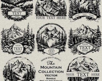 Mountain sign SVG-PNG Bundle High Detail Designs for Laser Engraving, or Print, Family, Editable, Adventure, Mountains Scenery, Camping