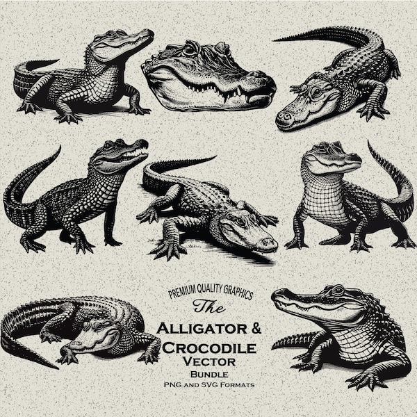 35 Diseños SVG-PNG de paquete de cocodrilos y cocodrilos para grabado láser e impresión bajo demanda Gator colocando cocodrilo anidando tatuaje de cocodrilo americano
