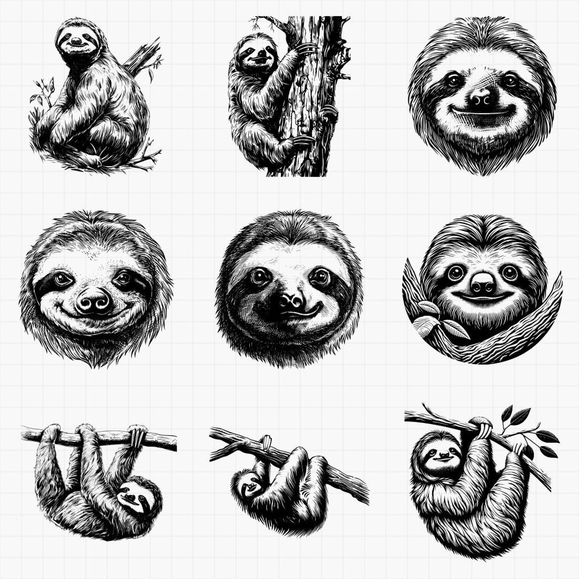 Sloth Designs Bundle SVG & PNG for Laser Engraving or Print: Sloths ...