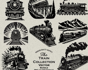 40 Train Designs Bundle PNG & SVG Digital For Laser Engraving, Cutting or Print, Steam Train, Locomotive, Train Art, Train Breakout, Bridge